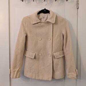 Cream Double-Breasted Women's Peacoat